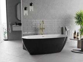 Mexen Luvo Slim, voľne stojaca vaňa 170 × 75 cm, biela-čierna, zlatý matný prepad, 52801707575-55