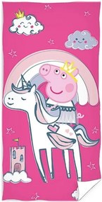 Bavlnená plážová osuška Prasiatko Peppa - motív Pepinka Princezná - 100% bavlna - 70 x 140 cm