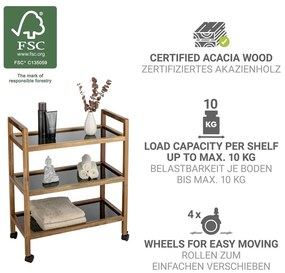 Čierny/v prírodnej farbe kúpeľňový regál z masívu akácie 65x76,5 cm Fondi – Wenko