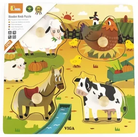 Puzzle s rúčkami Viga 44592 farma