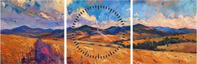 Obraz - Olejomaľba krajiny (s hodinami) (90x30 cm)