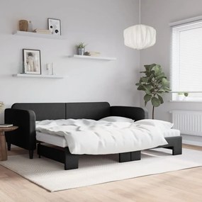 Rozkladacia denná posteľ s matracmi čierna 100x200 cm látka 3196841