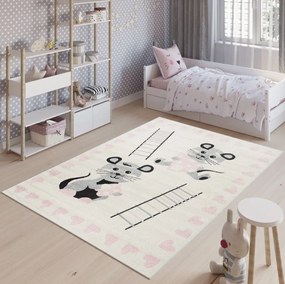 Detský kusový koberec Happy M MYŠKY - ružový