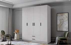 Šatníková skriňa ADA I 160 cm - biela / čierne úchytky
