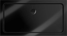 Mexen Flat, akrylátová sprchová vanička 120x70x5 cm SLIM, čierna, čierny sifón, 40707012B