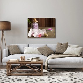 Obraz - Sviečka a orchidey (70x50 cm)