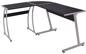 Rohový písací stôl v tvare L, čierny