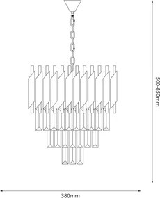 Luster na reťazi CRISTAL 5xE14/10W/230V, priemer 38 cm, čierna / matný chróm