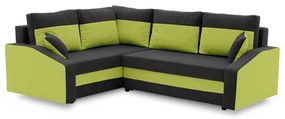 Rohová rozkladacia sedacia súprava GRANDE PLUS - mikro Ľavá Čierna + zelená