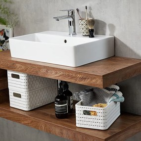 Rotho 2. akosť - Plastový košík COUNTRY, rovný, biely (11l - 33x24x16)