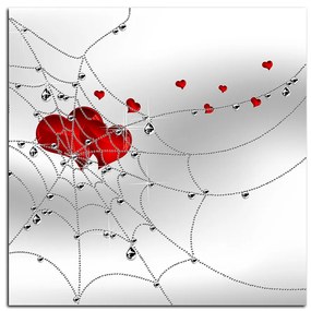 Obraz na plátne - Srdce v striebornej pavučine - štvorec 378A (80x80 cm)