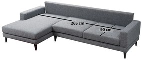 Rozkladacia rohová pohovka Nordic 303 x 90 cm, ľavá, tmavosivá
