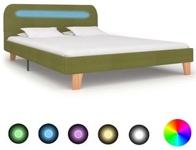 Rám postele s LED svetlom zelený látkový 140x200 cm