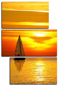 Obraz na plátne - Loď pri západe slnka - obdĺžnik 7247D (90x60 cm)