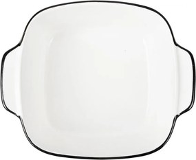 Biela keramická miska s vrúbkami a čiernym okrajom - 15*12*5 cm / 400 ml