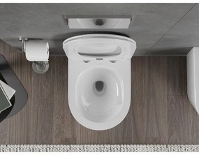 Mexen Rico, závesná WC misa 490x360x370 mm, Rimless Tornádo + WC sedadlo z duroplastu, biela lesklá, 30720400T