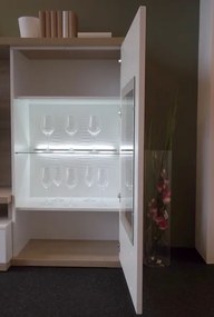 Obývacia stena Caracas Media, dub/biely lesk, s osvetlením