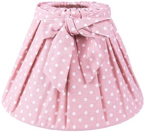 Ružové bavlnené tienidlo s mašľou a bodkami - Ø 22*14 cm / E27