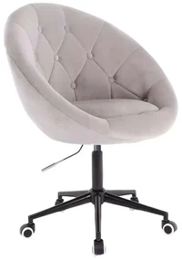 LuxuryForm DESIGN Kreslo VERA VELUR na čiernej podstave s kolieskami - svetlo šedé