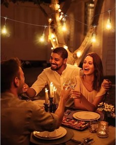 LED Vonkajšia dekoračná reťaz BAJA ST64 20xE27/1W/230V 20,9m IP44 teplá biela