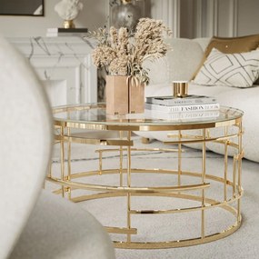 Luxusný dizajnový konferenčný stolík TOBY zlatá + sklo