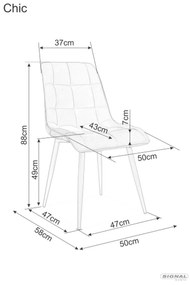 Signal CHIC VELVET jedálenská stolička, ČIERNY RÁM/SIVÁ BLUVEL14