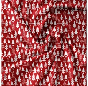 Bavlnené obliečky CHRISTMAS TREES červené Rozmer obliečky: 70 x 90 cm | 140 x 200 cm