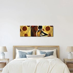 Obraz umelecké pradávnej maľby (s hodinami) (90x30 cm)