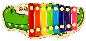KIK Farebný drevený cimbal pre deti krokodíl