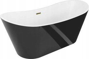 Mexen Montana vaňa voľne stojaca 180 x 90 cm, biela/čierna, preliv zlatý