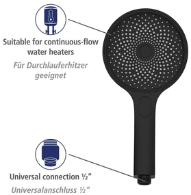 Čierny sprchový set z nerezovej ocele 120 cm Soft Water - Wenko