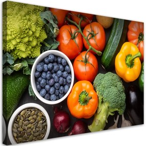 Obraz na plátně, Čerstvá zelenina a ovoce - 90x60 cm