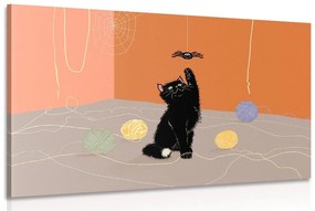 Obraz hravá mačka s klbkami - 120x80