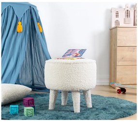 Biely detský puf z textílie bouclé Moouv – Artie