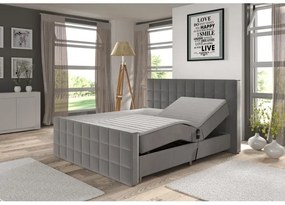 Elektrická polohovateľná čalúnená posteľ s matracmi a topperom HELEN 180x200 cm sivá