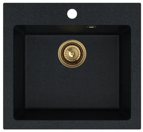 Sink Quality Ferrum 50, kuchynský granitový drez 490x450x195 mm + zlatý sifón, brocade, SKQ-FER.B.1K50.XG