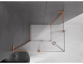 Mexen Velar L Duo, sprchový kút s posuvnými dverami 100 x 90 cm, 8mm číre sklo, medená matná, 871-100-090-02-03-65