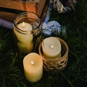 DECOLED Sada 3 LED sviečok, mandľová, 8 cm, s diaľkovým ovládaním