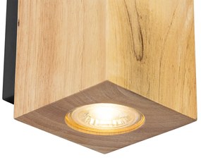 Rustikálna nástenná lampa drevená štvorcová 2-svetlá - Sandy