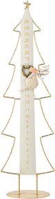 Kovový LED adventný kalendár Vianočný strom biela/zlatá – 23*12*78,5 cm