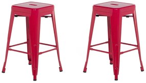 Sada 2 oceľových barových stoličiek 60 cm červená CABRILLO Beliani