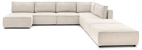 Krémovobiela menčestrová rohová pohovka (do tvaru "U"/variabilná) Nihad modular – Bobochic Paris