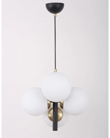 Biele/čierne závesné svietidlo so skleneným tienidlom ø 15 cm Forte – Squid Lighting