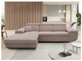 Rozkladacia rohová sedacia súprava s úložným priestorom do tvaru L CASTELO ľavá béžová