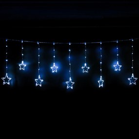 Svetelný vonkajší záves Stars, 200x60cm, LED, studená biela, časovač, 8 funkcií, na batérie, 200 cm