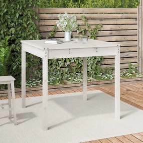 Záhradný stolík biely 82,5x82,5x76 cm borovicový masív 823963