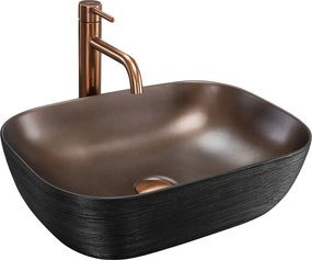 Rea Belinda, umývadlo na dosku 465x330x135 mm, medená matná-čierna štruktúra, REA-U6384