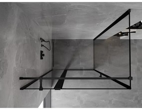 Mexen Mist T, sprchový kút s krídlovými dverami, ľavý, 85 x 110 cm, 8mm číre sklo, čierny profil, 8A4T-085-110-70-70-L