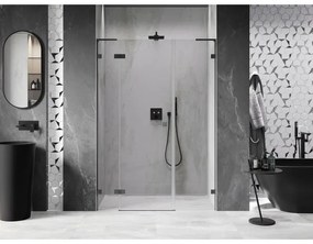 Mexen Lunar L, Otočné ľavé sprchové dvere 125 cm, 8mm číre sklo, grafitový profil, 834SL-125-050-95-00-L