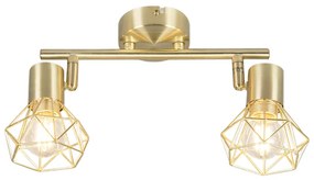 Bodové svetlo Art Deco mosadzné sklápateľné a otočné 2-žiarovkové - Mosh